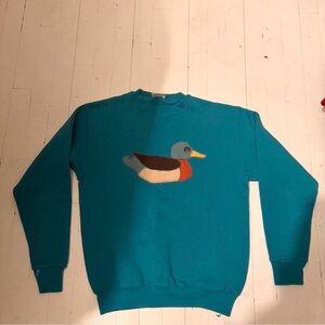 Tultex Teal Crewneck Sweater with Duck Design